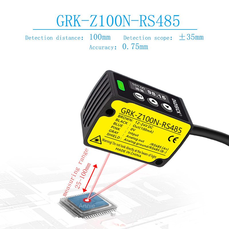 Industrial Laser Sensor - المسافة 100 مللي متر RS485 الجهد