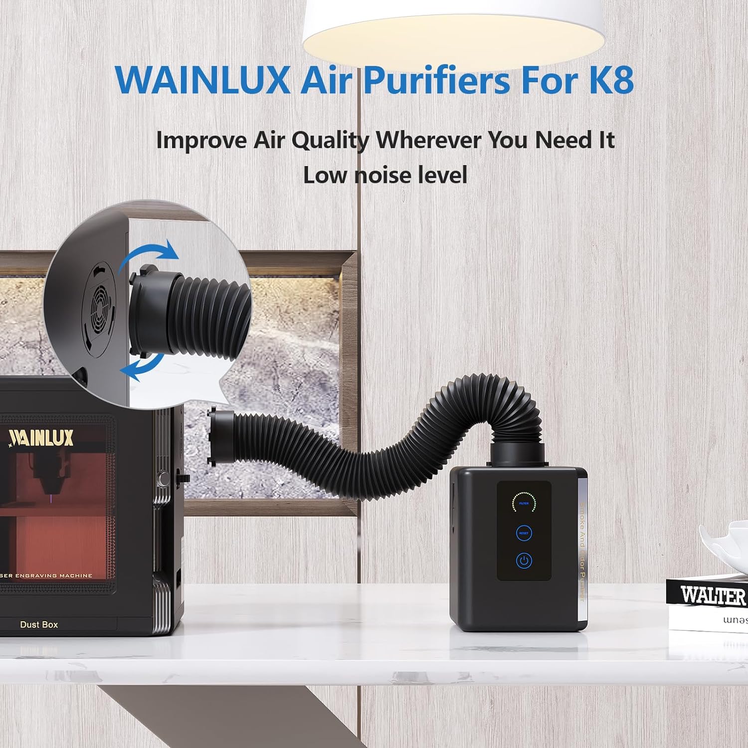 منقي هواء صغير من WAINLUX منخف - مراجعة Industrial Laser Fume Extractor وسعره