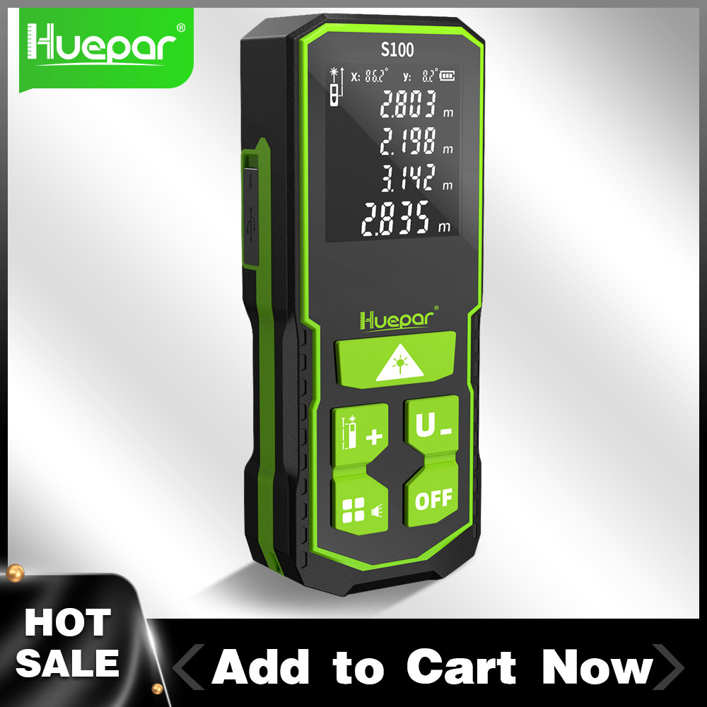 Huepar ليزر المسافة الرقمية Ra - مراجعة Industrial Laser Tape Measure وسعره